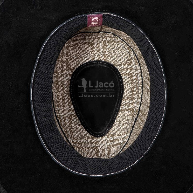 Chapéu Country Western em Couro Legítimo com Aba Larga e Copa Alta
