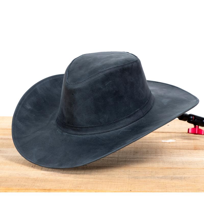 Chapéu Country Western em Couro Legítimo com Aba Larga e Copa Alta