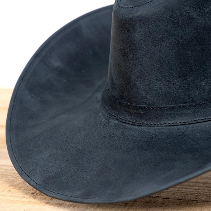 Chapéu Country Western em Couro Legítimo com Aba Larga e Copa Alta