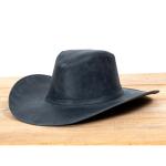 Chapéu Country Western em Couro Legítimo com Aba Larga e Copa Alta