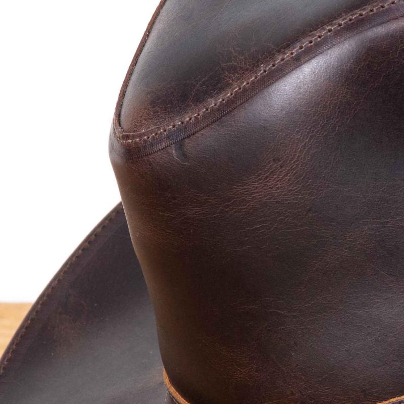 Chapéu Country Western em Couro Legítimo com Aba Larga e Copa Alta