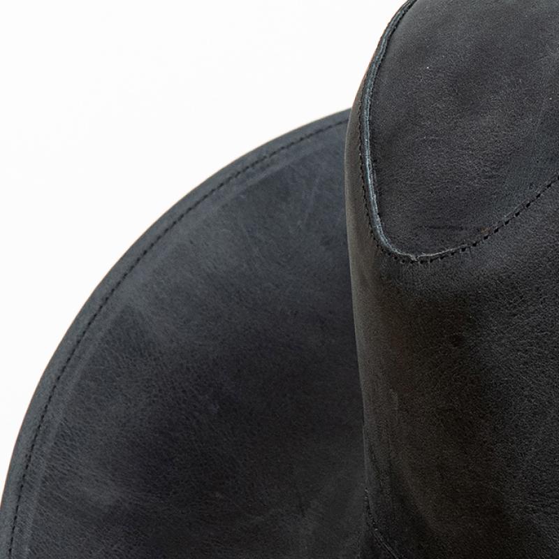 Chapéu Country Western em Couro Legítimo com Aba Larga e Copa Alta