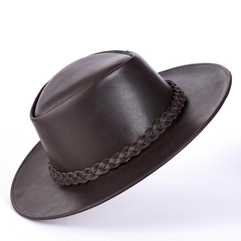 Chapéu Inglês em Couro Legítimo com Trancinha Removível