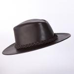 Chapéu Inglês em Couro Legítimo com Trancinha Removível