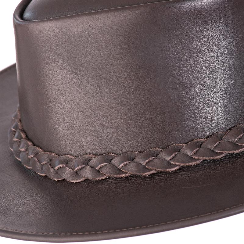 Chapéu Inglês em Couro Legítimo com Trancinha Removível
