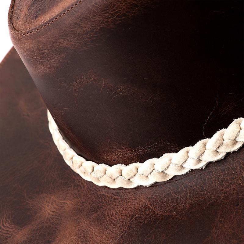 Chapéu Inglês em Couro Legítimo com Bandinhas Removíveis