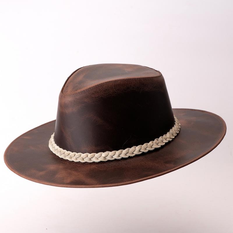 Chapéu Inglês em Couro Legítimo com Bandinhas Removíveis