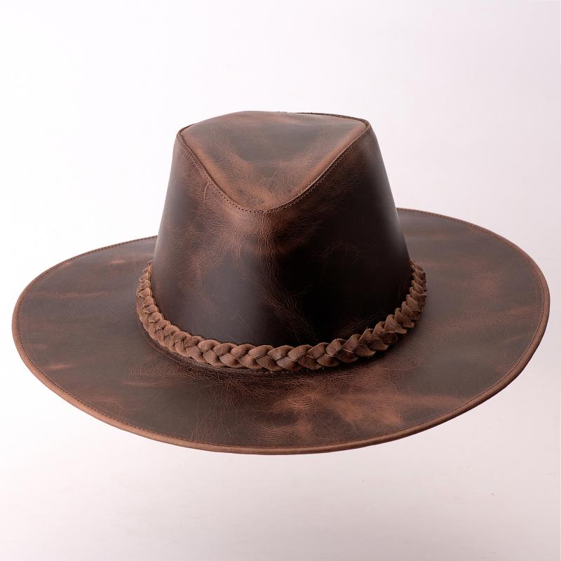 Chapéu Inglês em Couro Legítimo com Bandinhas Removíveis