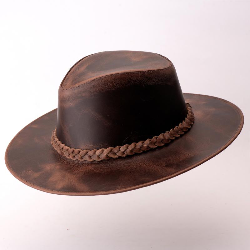Chapéu Inglês em Couro Legítimo com Bandinhas Removíveis