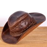 Chapéu Country em Couro Legítimo com Bandinha Trançada