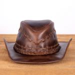 Chapéu Country em Couro Legítimo com Bandinha Trançada