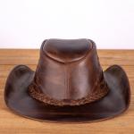 Chapéu Country em Couro Legítimo com Bandinha Trançada